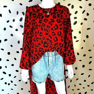 Buddy Love HiLow Leopard Print Blouse